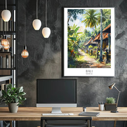 Balinese Tranquility: Traditional Street Scene Cultural Poster PosterGoat