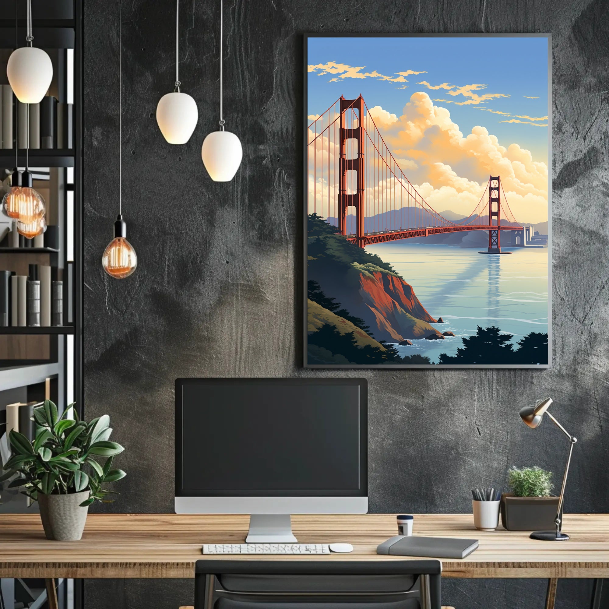 Golden Gate Bridge At Sunset Poster