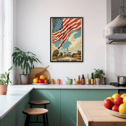 Bettendorf Iowa Town Hall Vintage Travel Poster