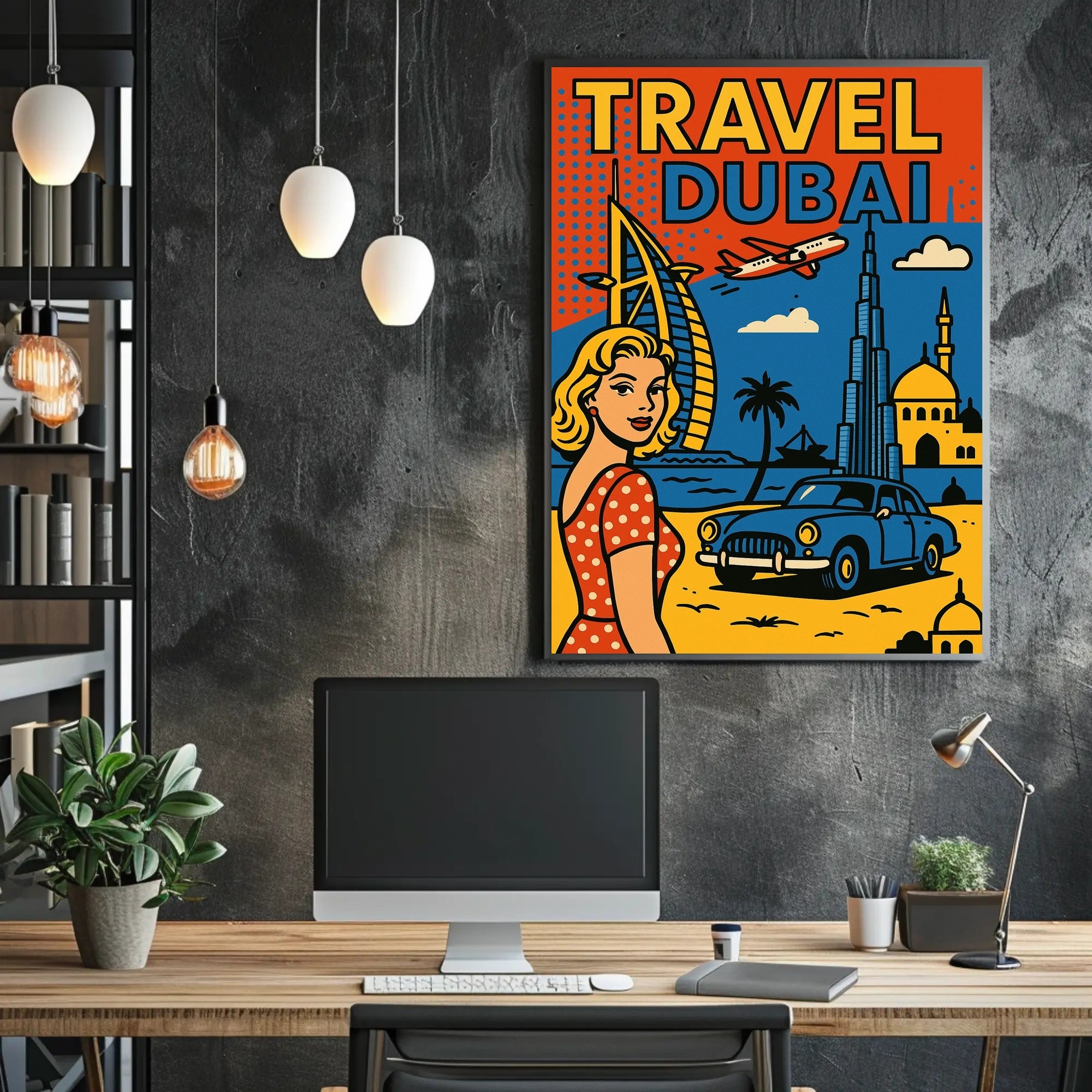 Dubai Adventure Retro Travel Poster