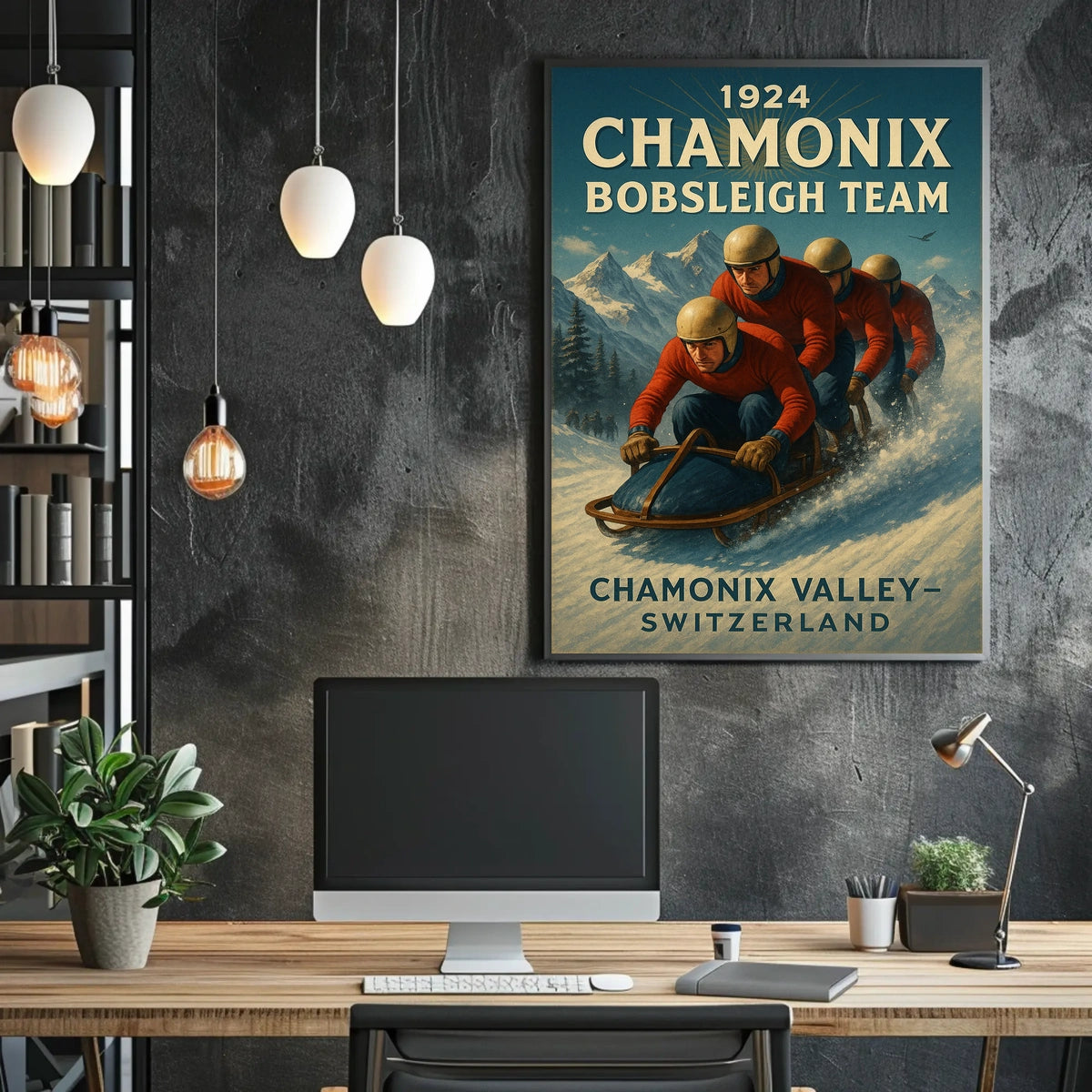 1924 Chamonix Bobsleigh Team Poster