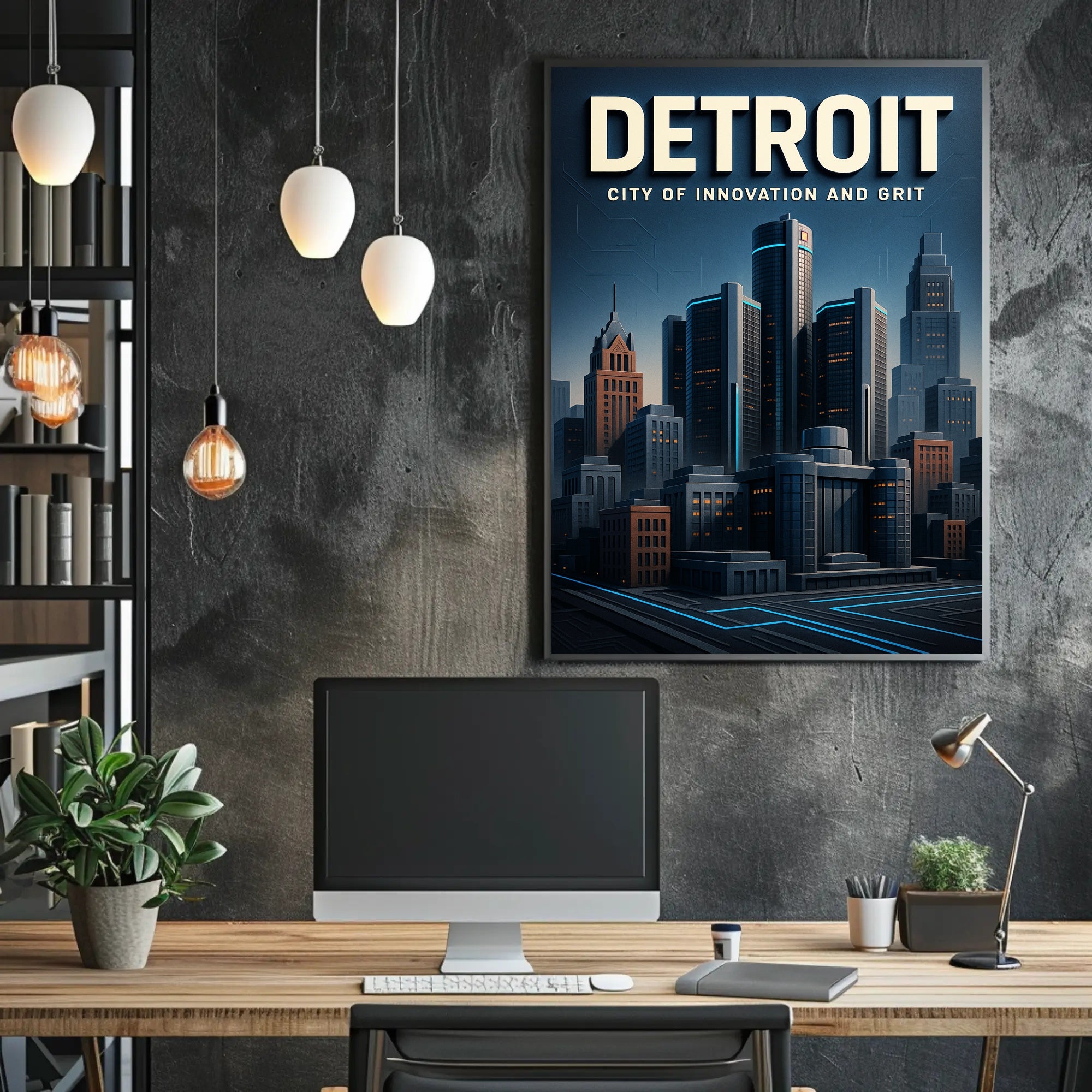 Detroit City of Innovation and Grit Poster PosterGoat