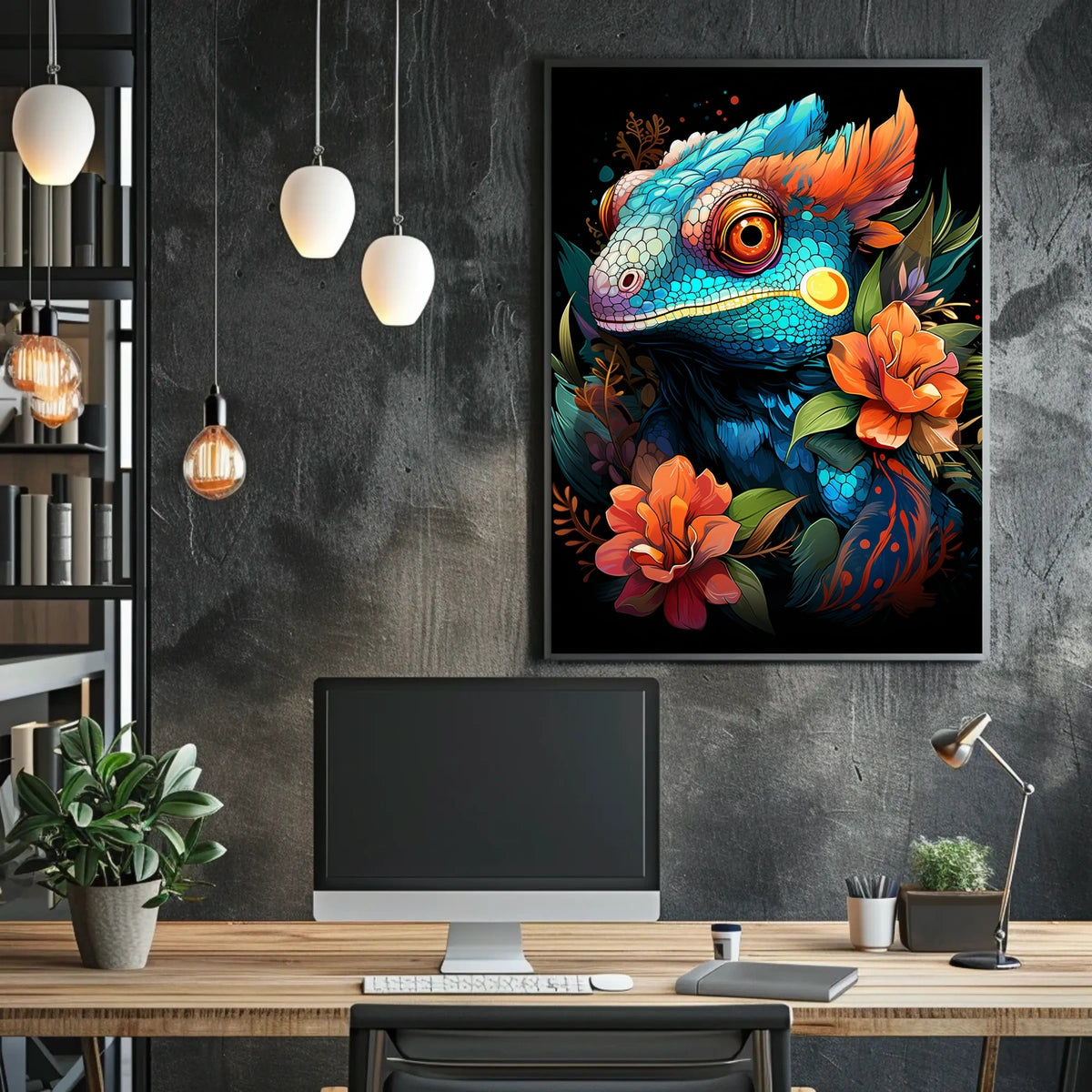 Vibrant Chameleon Fantasy Poster