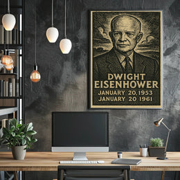 Dwight Eisenhower Vintage Linocut Portrait Poster