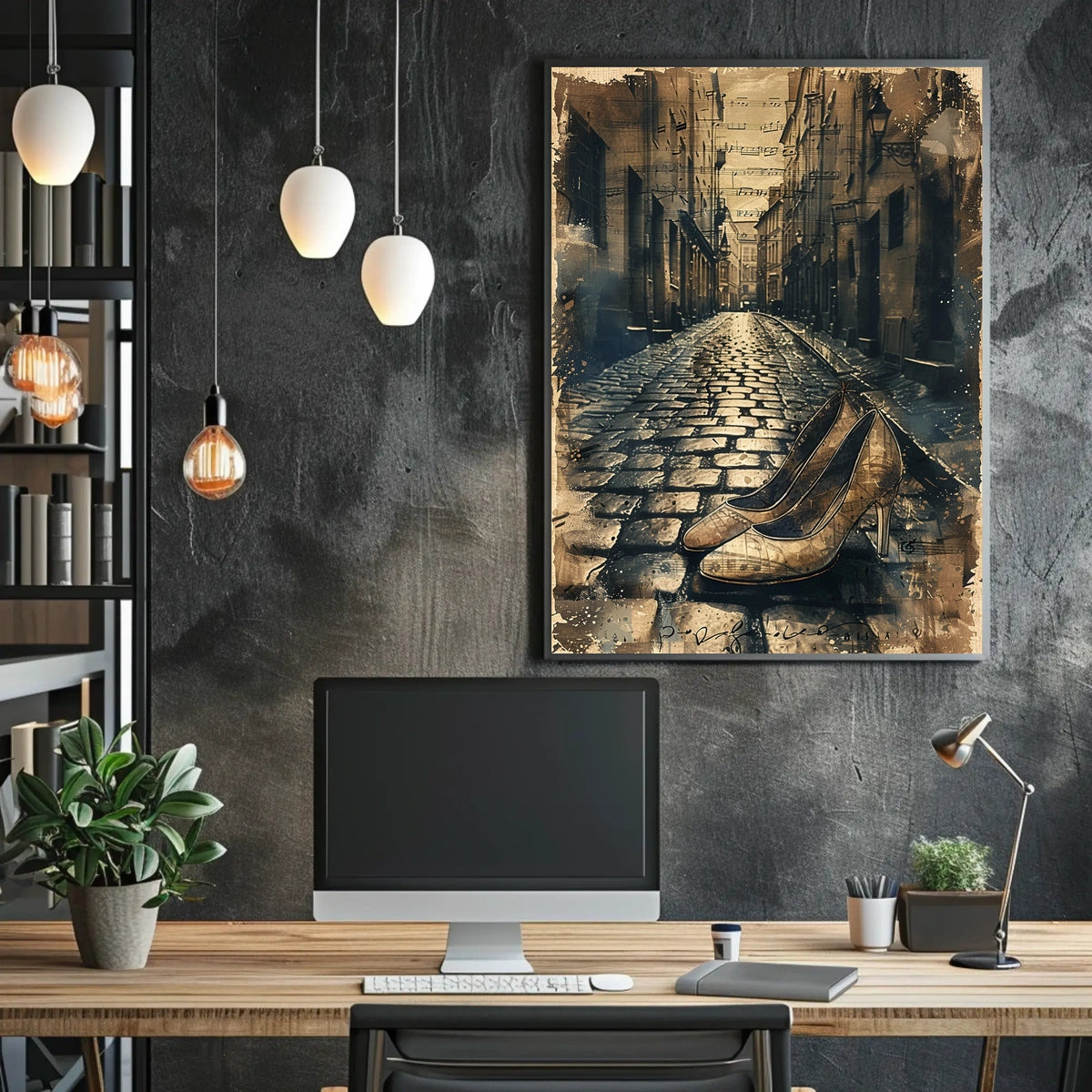 Vintage Elegance: Musical High Heels Art Poster