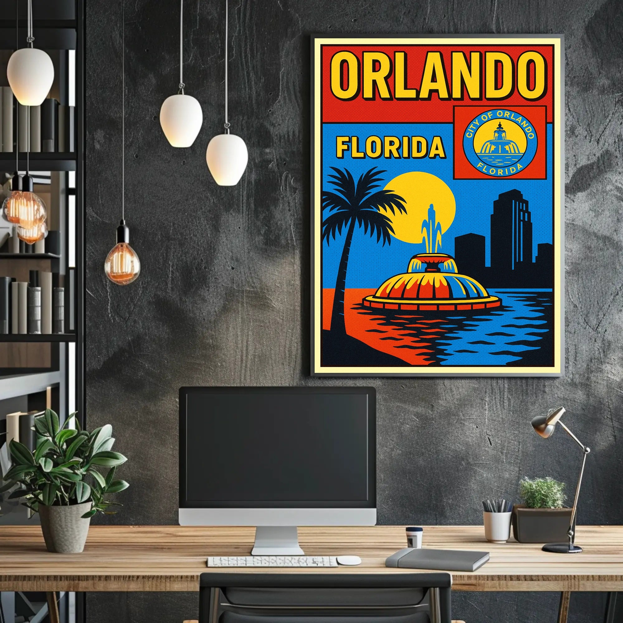Orlando, Florida Vibrant Cityscape Poster PosterGoat