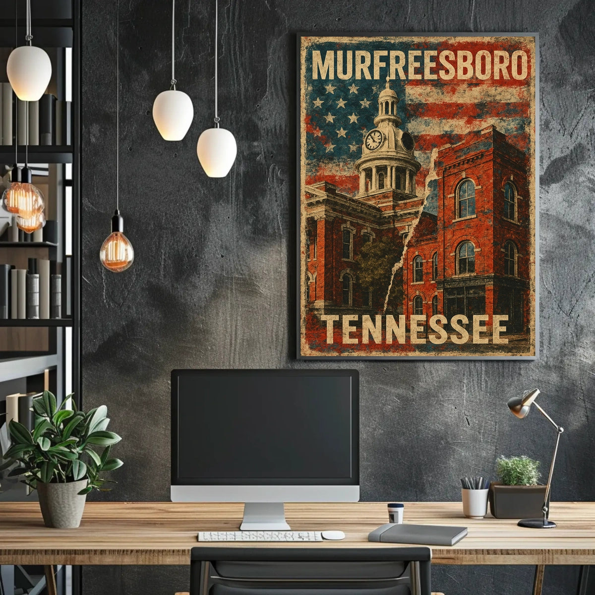 Murfreesboro Skyline Wanderlust Realism Poster