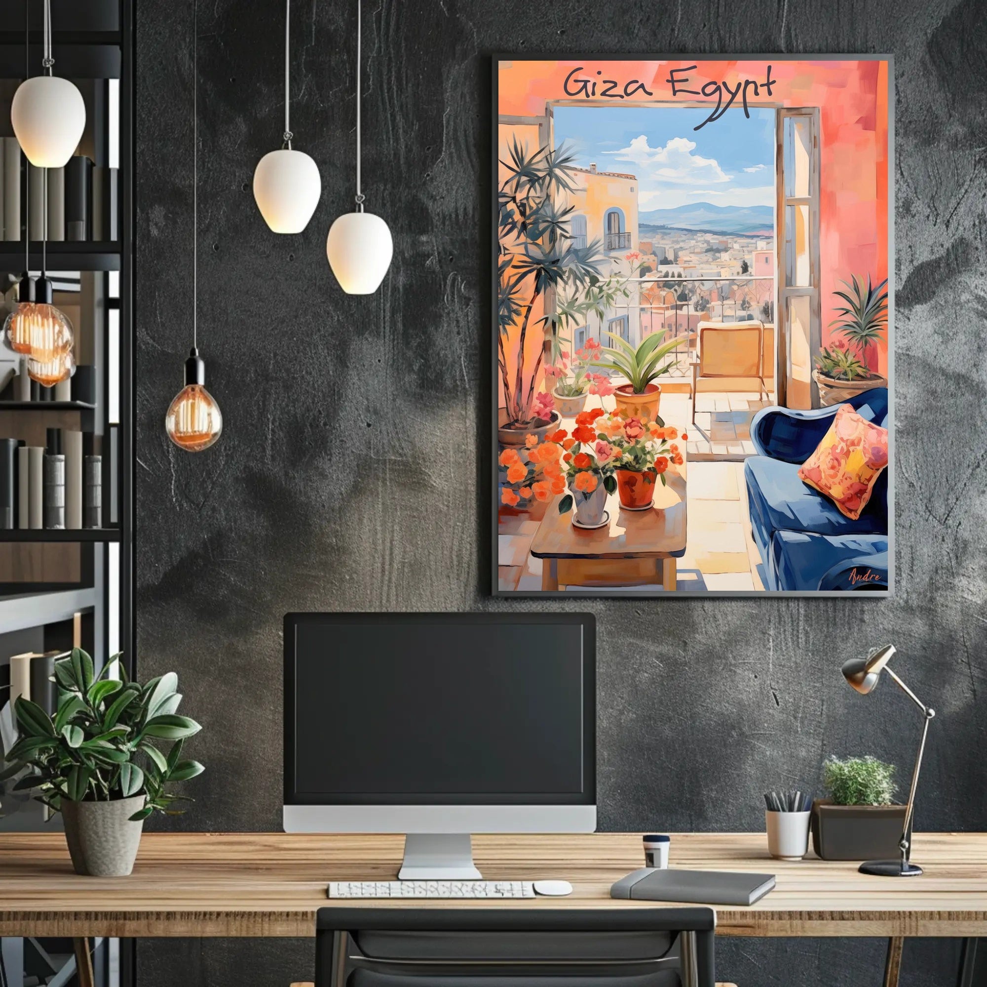 Serene Balcony in Giza Poster