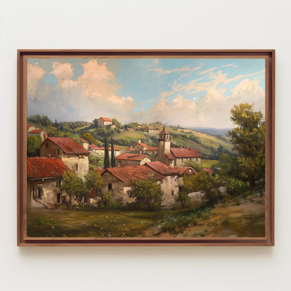 Countryside Village Scene Impressionist Art Poster
