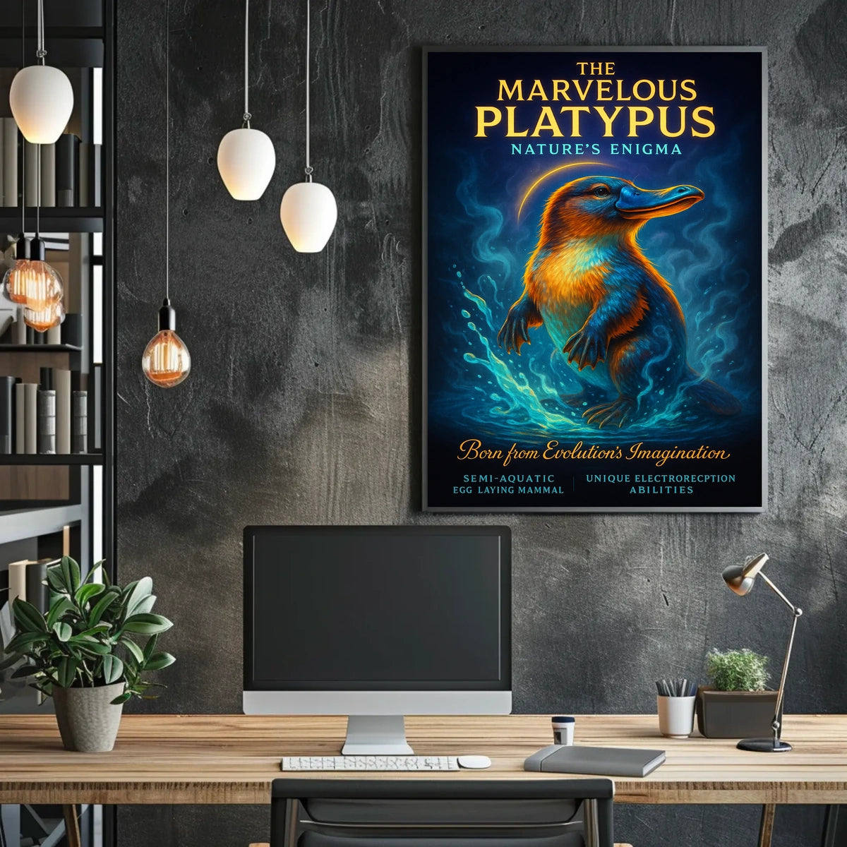 Platypus Wonders: Vibrant Creature Celebration Animal Poster
