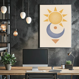 Stylized Sun and Moon Abstract Artistic Poster