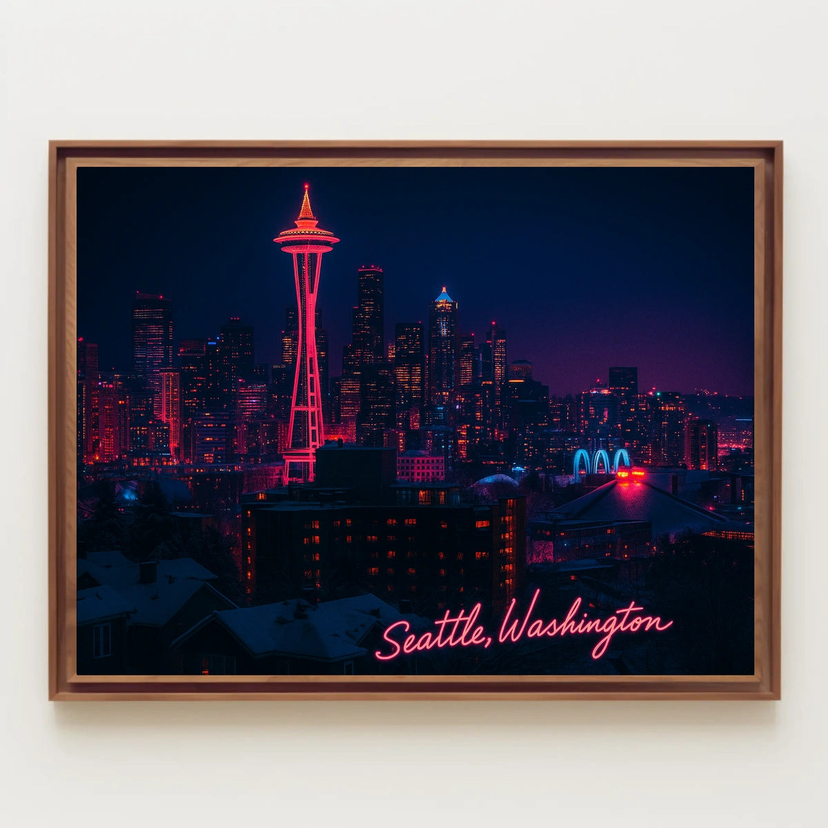Neon Night in Seattle Poster