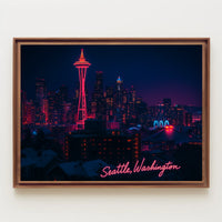 Neon Night in Seattle Poster