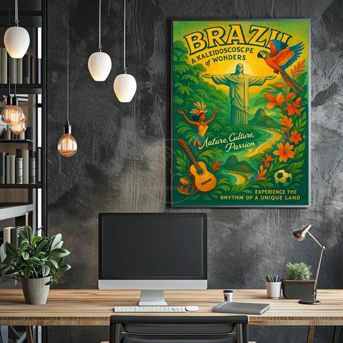 Brazil's Iconic Landmarks and Culture Travel Poster