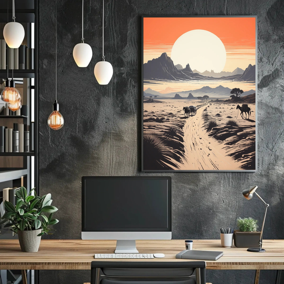 Desert Adventure Sunset: Modern Travel Exploration Poster