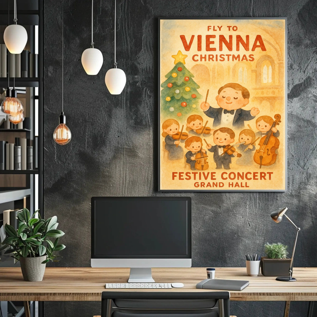 Festive Vienna Christmas Concert in Watercolor Music or Concert Poster