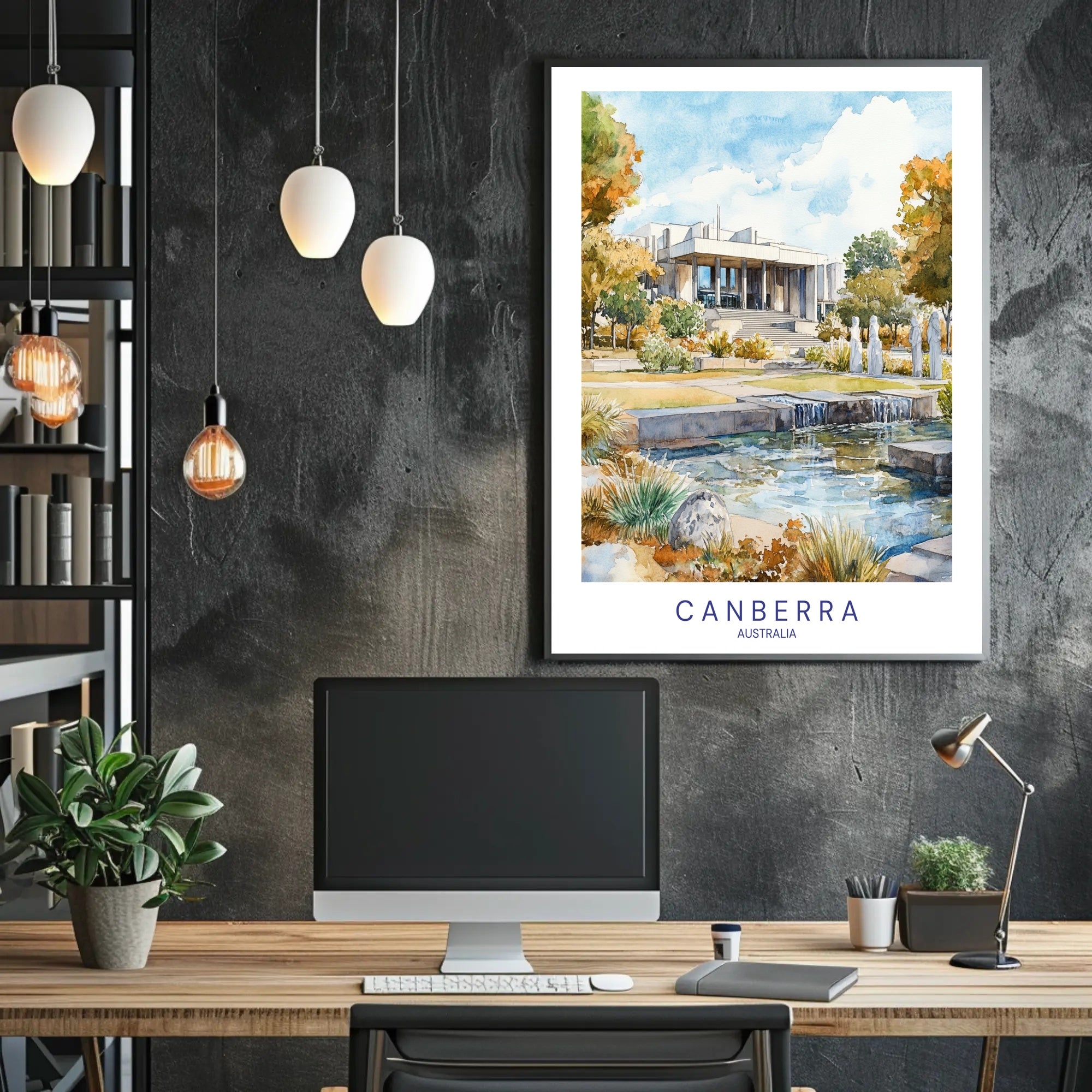 Canberra in Watercolor Poster PosterGoat