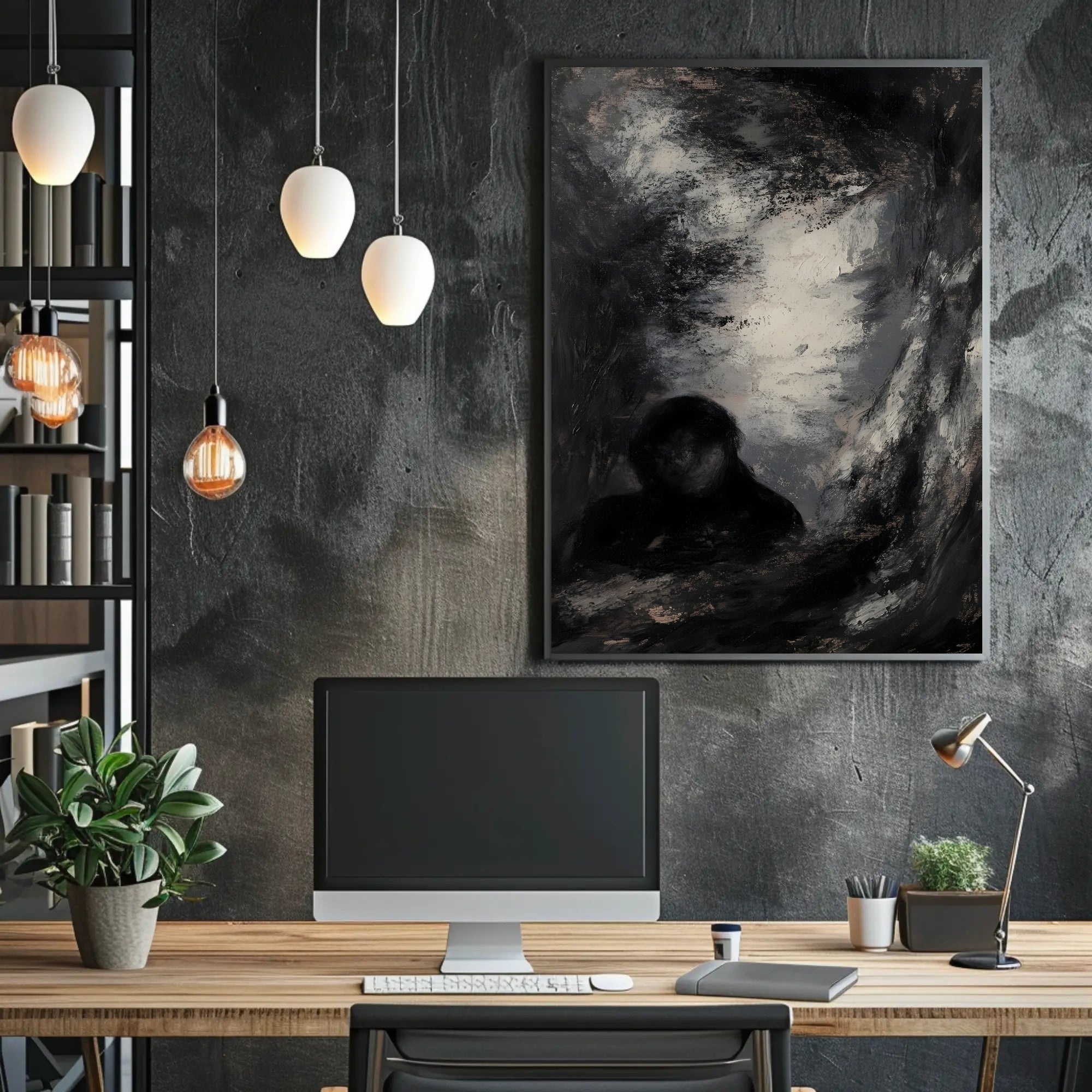 Dark Shadowy Figure Abstract Art Poster PosterGoat