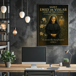Saint Emily de Vialar Vintage Religious Artwork Poster