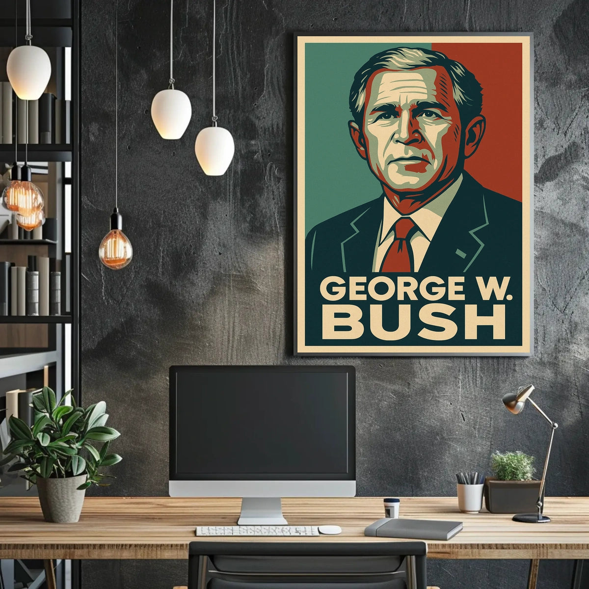 George W Bush Portrait Patriot Photography Realism Poster