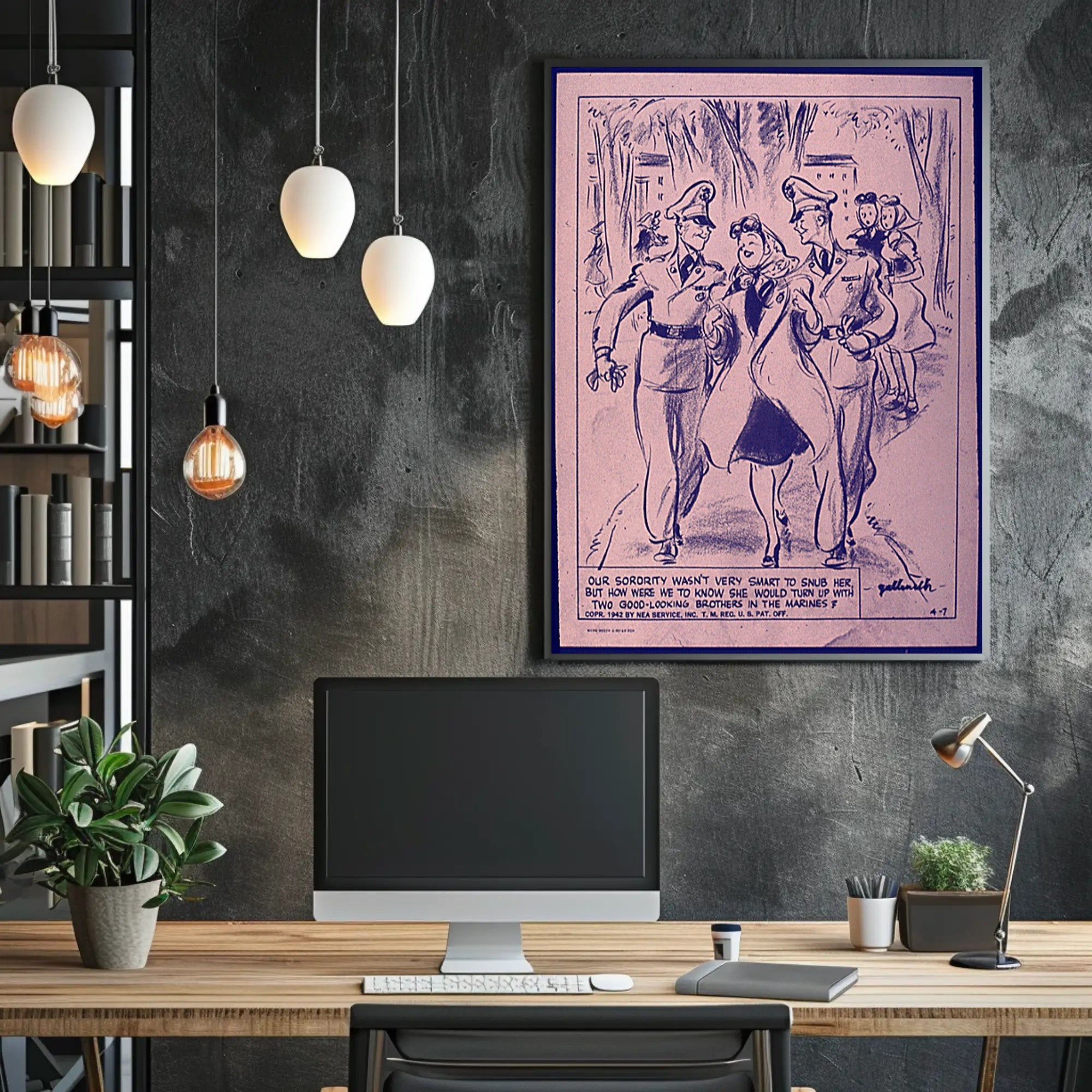 1942 Marine Camaraderie Vintage WWII Art Print