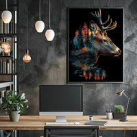 Deer and Nature Surreal Art Poster Decor