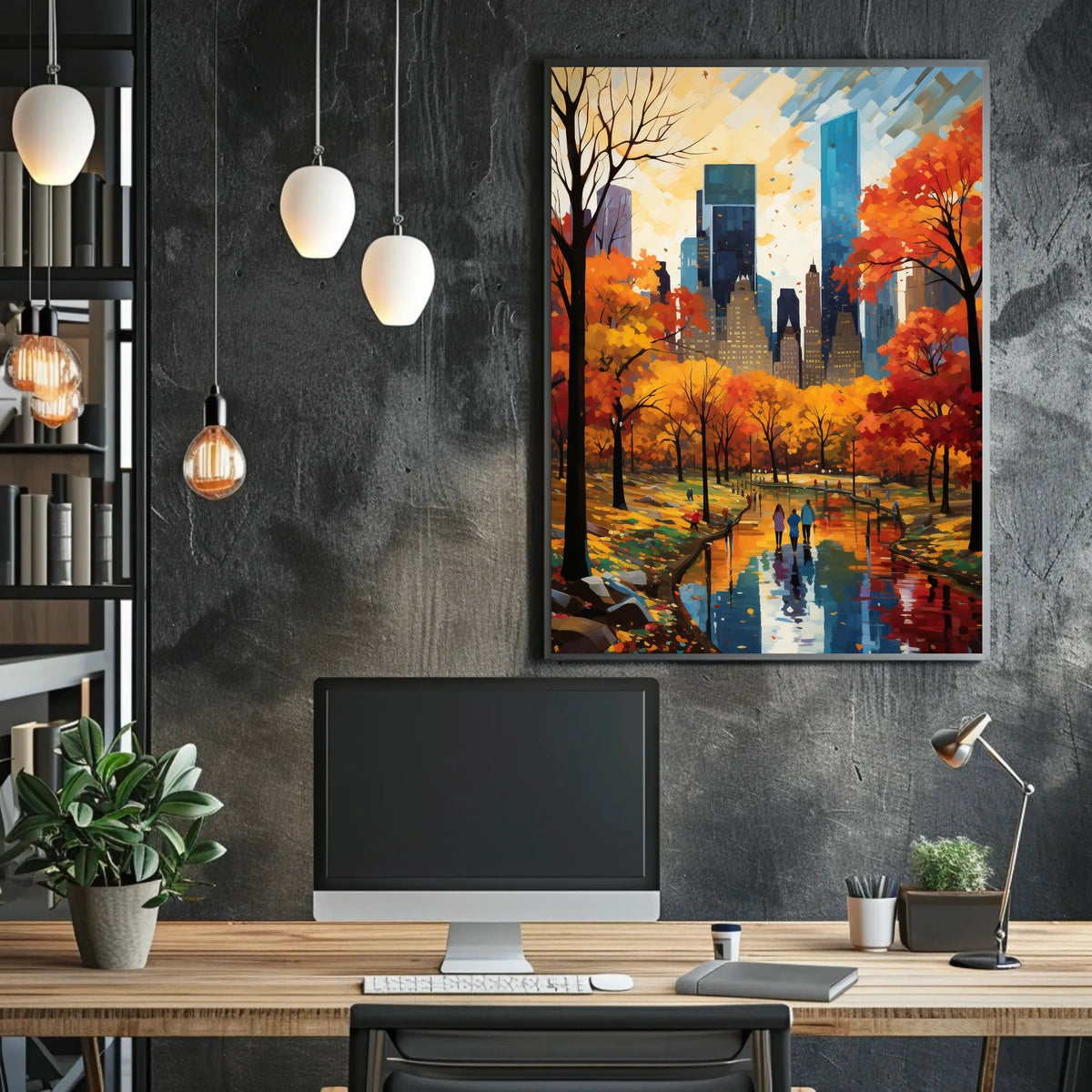 Autumn Tranquility: Scenic Pathway Artful Landscape Poster