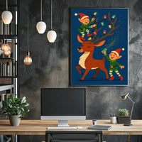 Holiday Cheer With Elves And Reindeer Poster