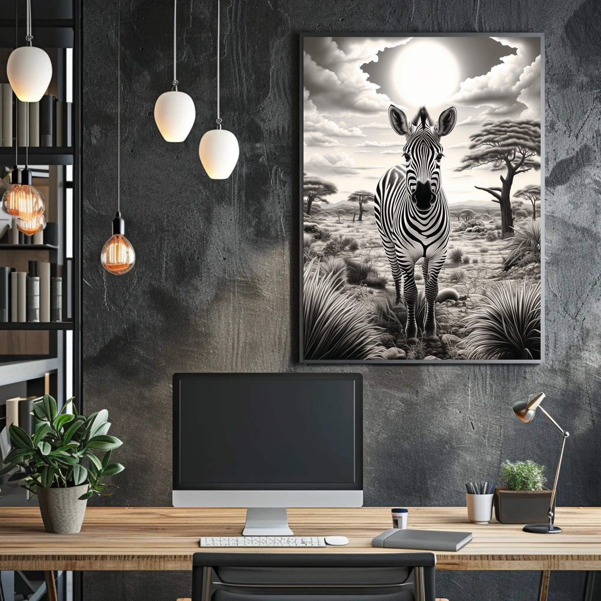 Zebra In The Savannah Poster