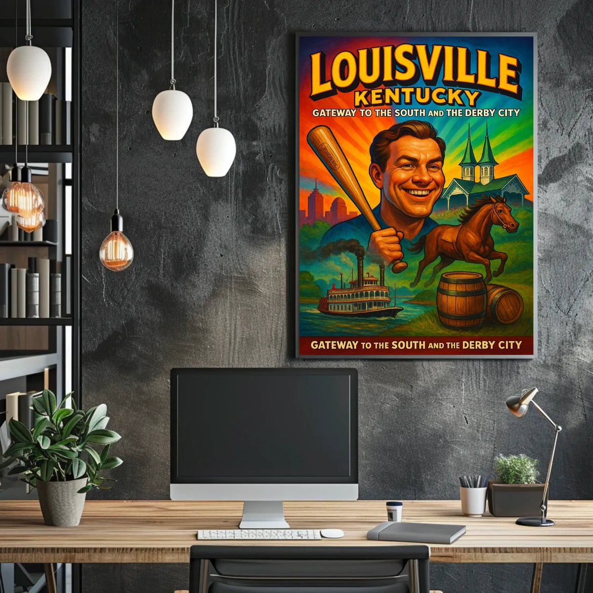 Louisville Kentucky Gateway Southern Cityscape Scenic Travel Wall Art Souvenir Poster