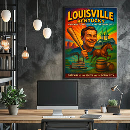 Louisville Kentucky Gateway Southern Cityscape Scenic Travel Wall Art Souvenir Poster