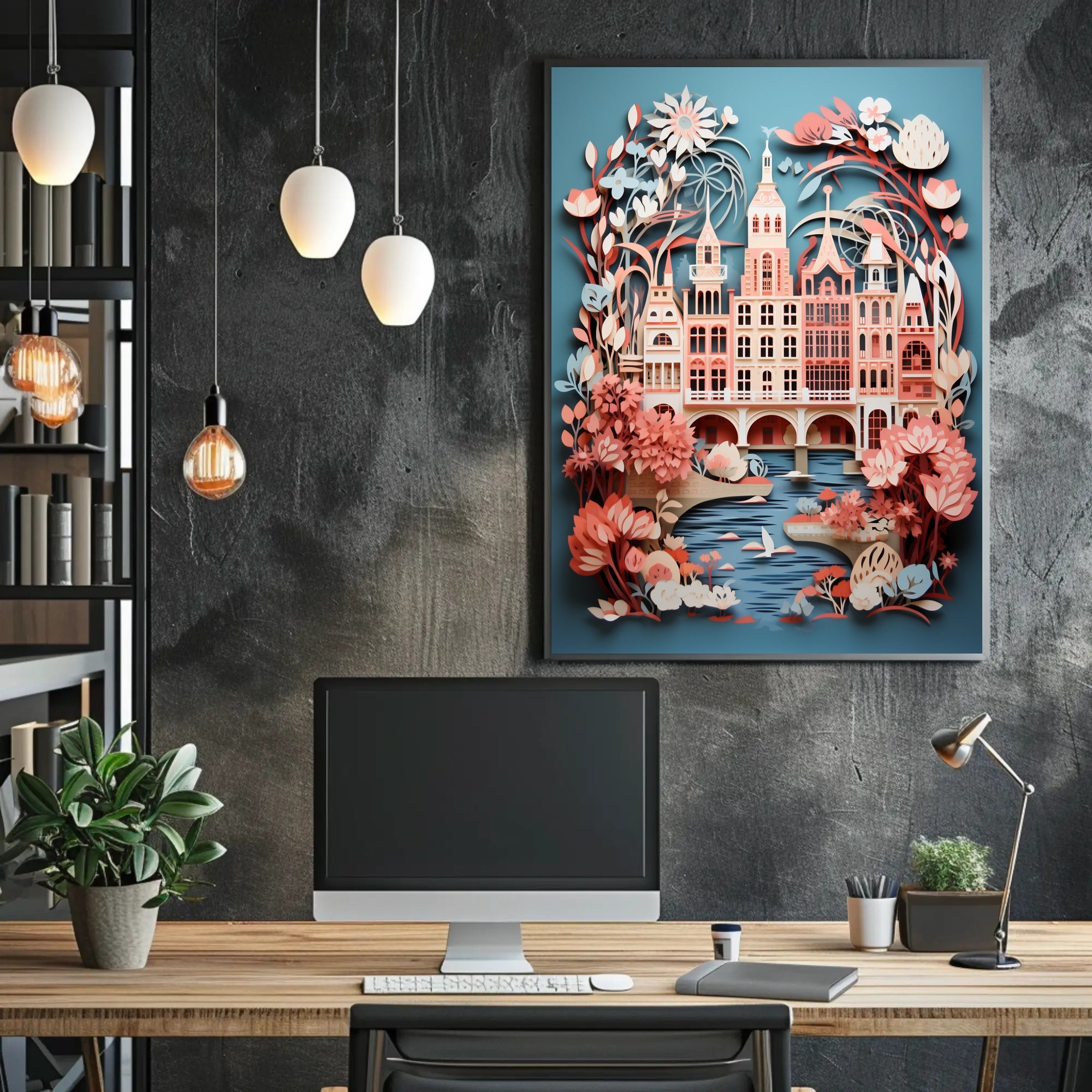Whimsical Cityscape In Bloom Poster