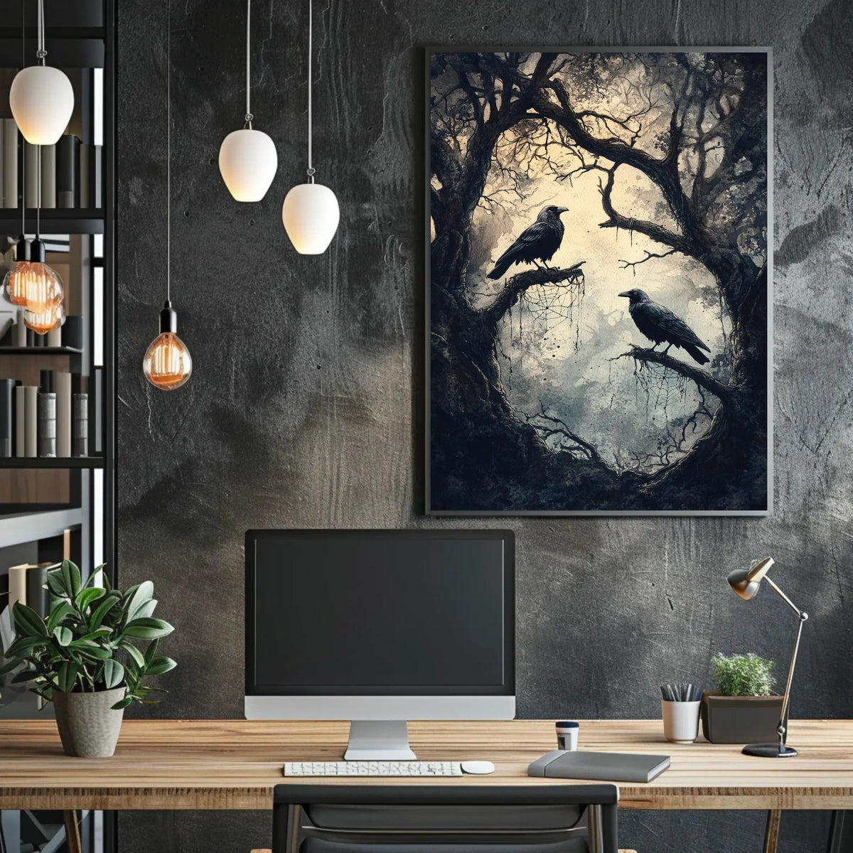 Ravens on Barren Branches Artistic Poster