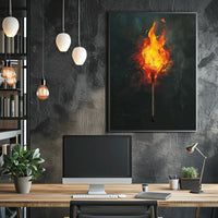 Ignite Your Space: Ablaze Matchstick Art Poster