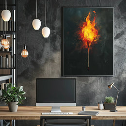 Ignite Your Space: Ablaze Matchstick Art Poster
