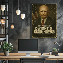 Dwight D. Eisenhower 34th President of the United States Damaged Photograph Poster