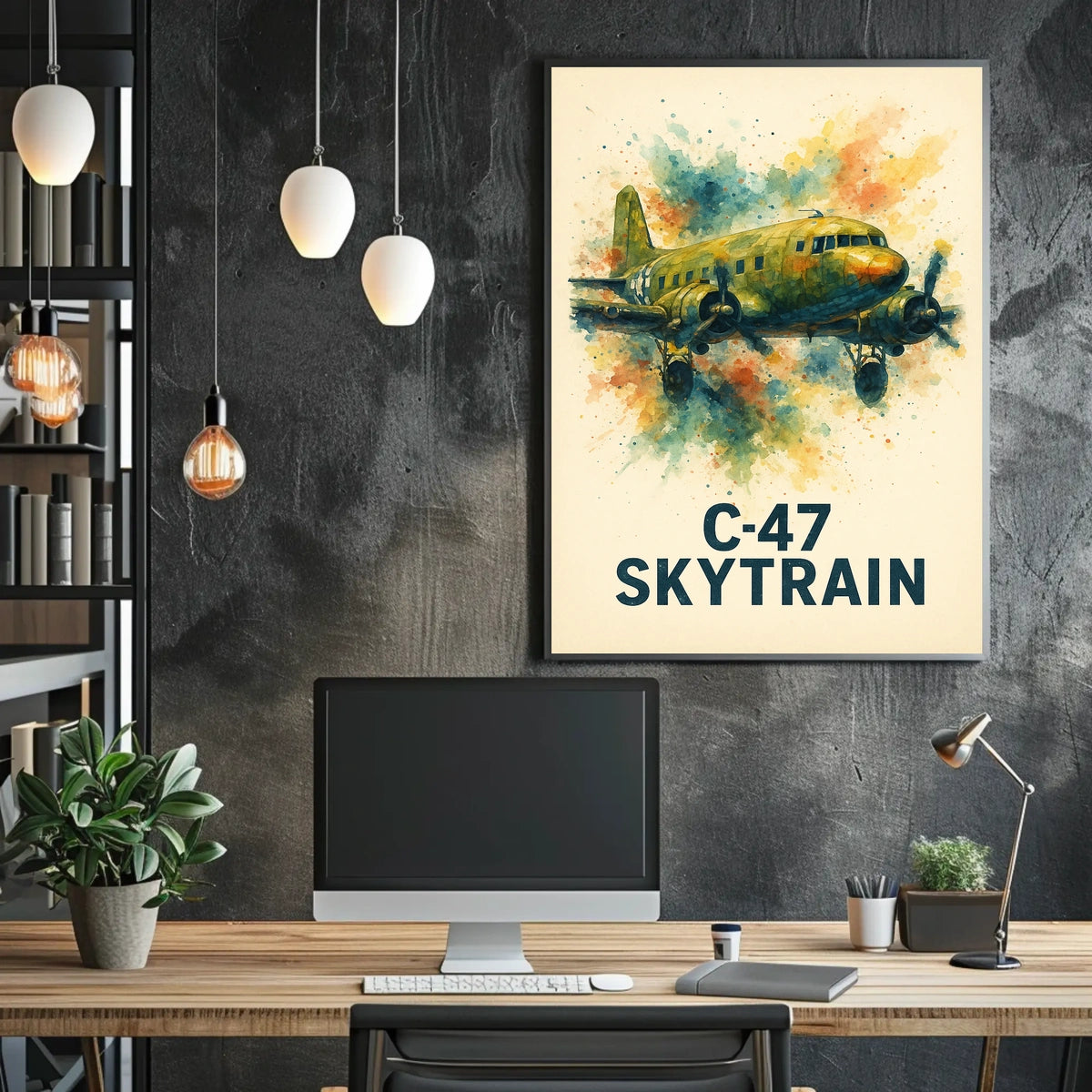 C-47 Skytrain WWII Aviation Art Poster Print