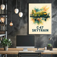 C-47 Skytrain WWII Aviation Art Poster Print