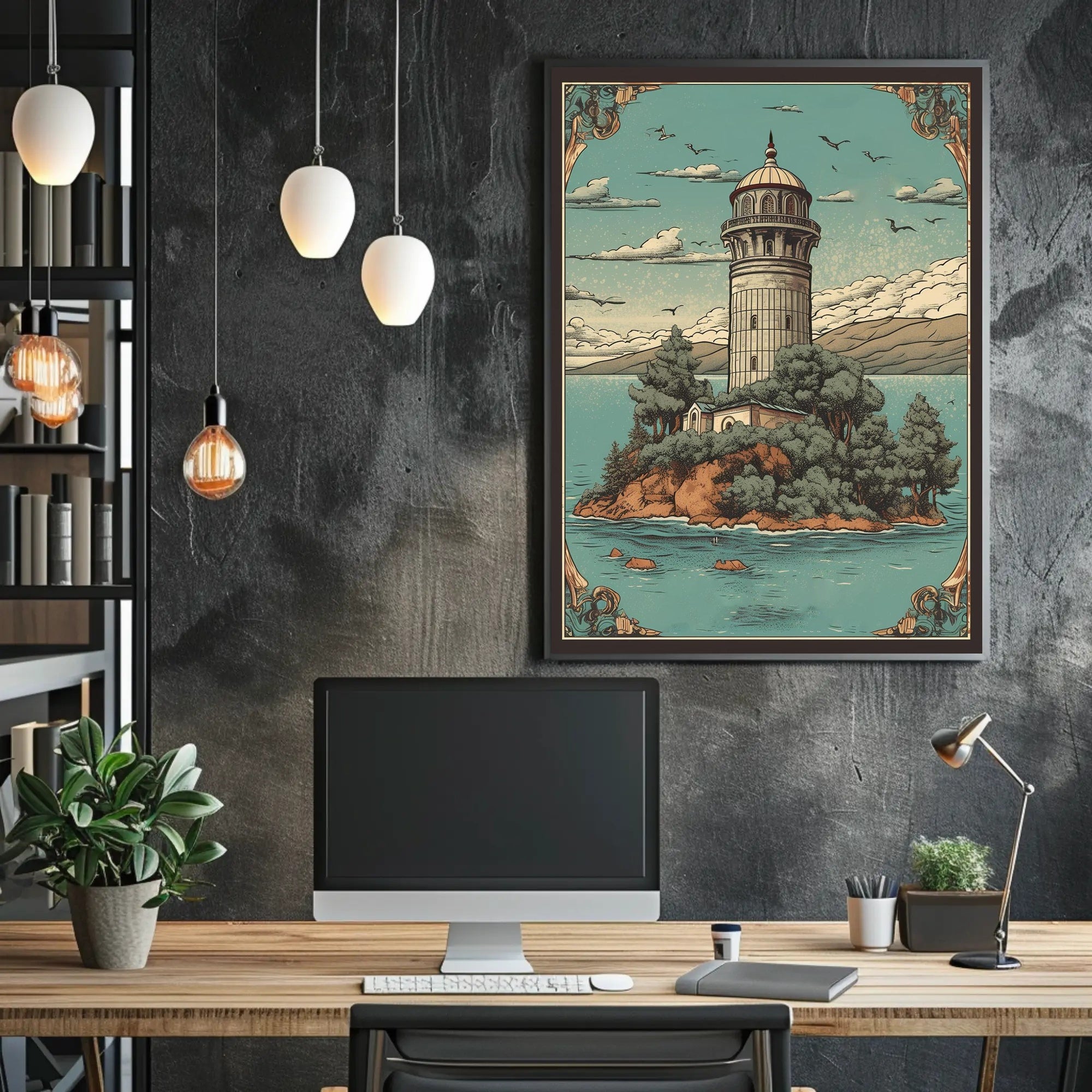 Serene Lighthouse on an Island Poster