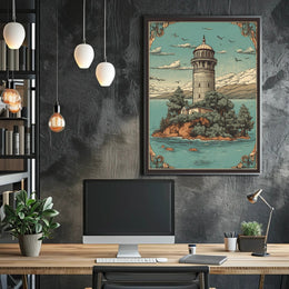 Serene Lighthouse on an Island Poster
