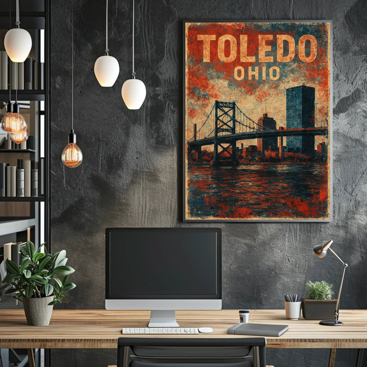 Toledo Ohio Cityscape Travel Photography Realism Urban Wanderlust Design Signature Poster