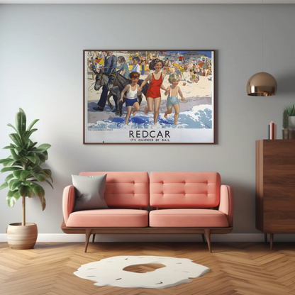 Redcar - It's Quicker by Rail Poster