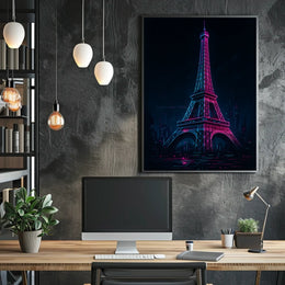Neon Eiffel Tower Poster