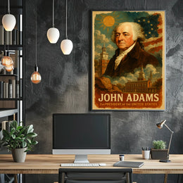 John Adams 2nd President of the United States Layered Digital Collage Poster