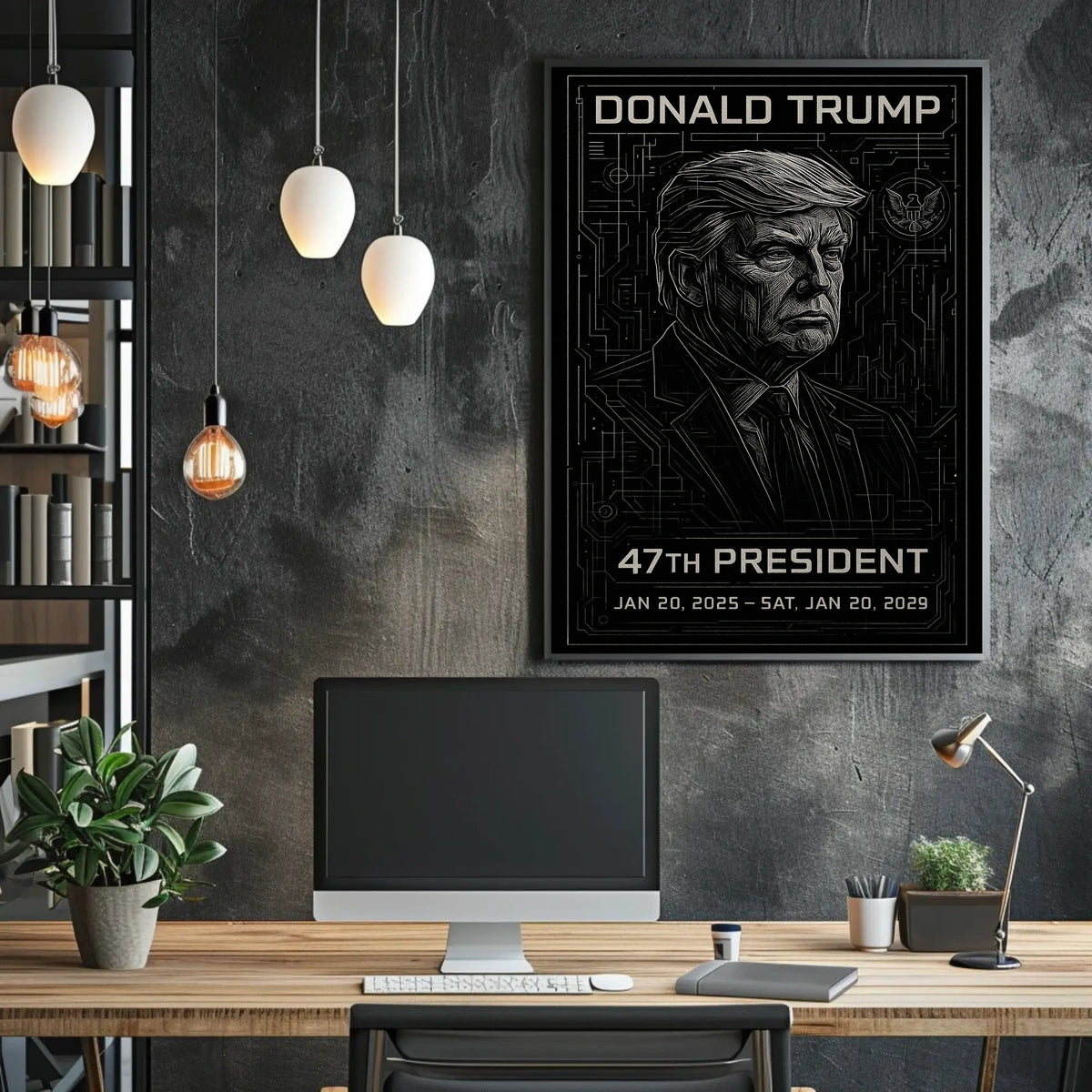 Donald Trump Visionary Leader in Futuristic Elegance Poster