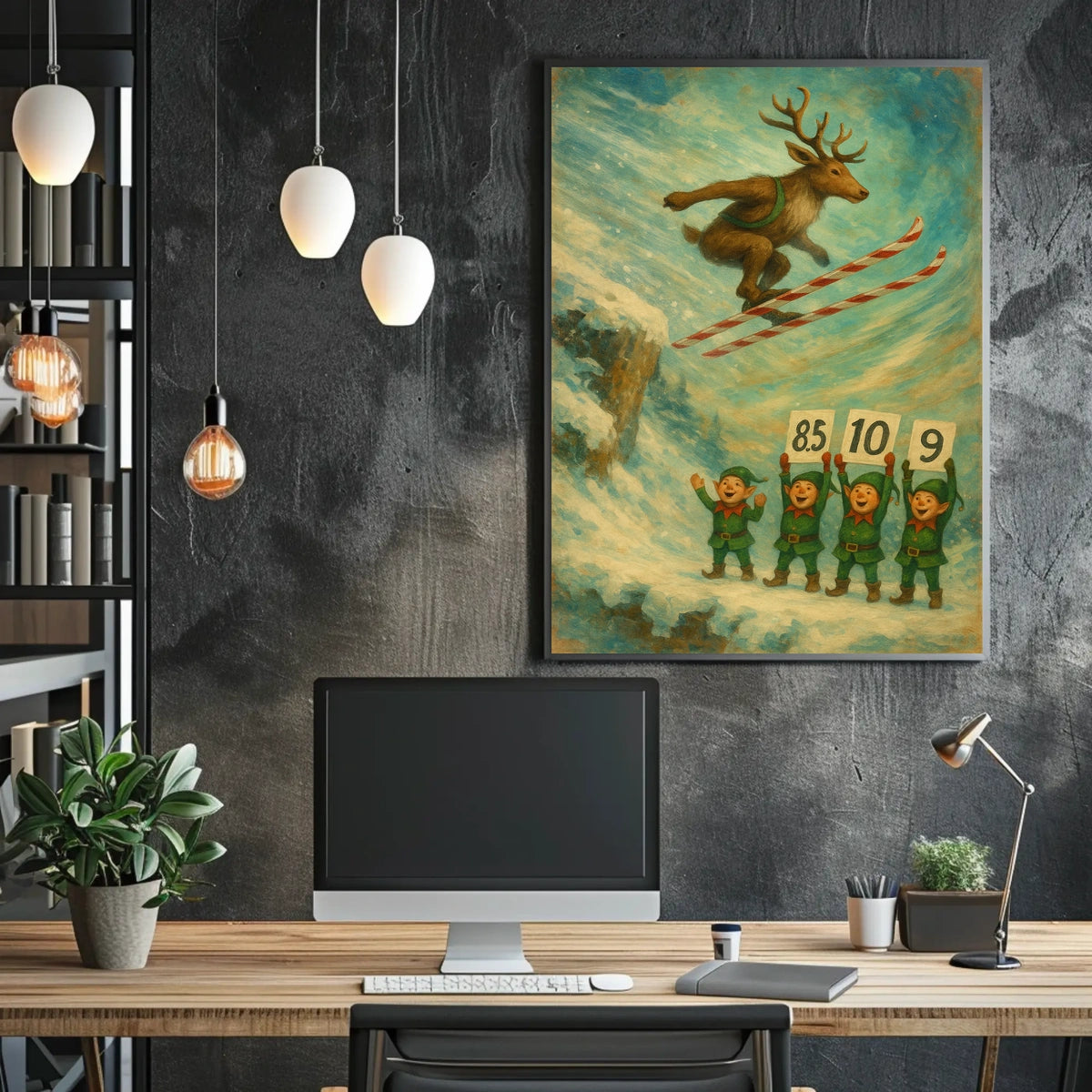 Reindeer Ski Jump Poster