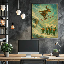 Reindeer Ski Jump Poster