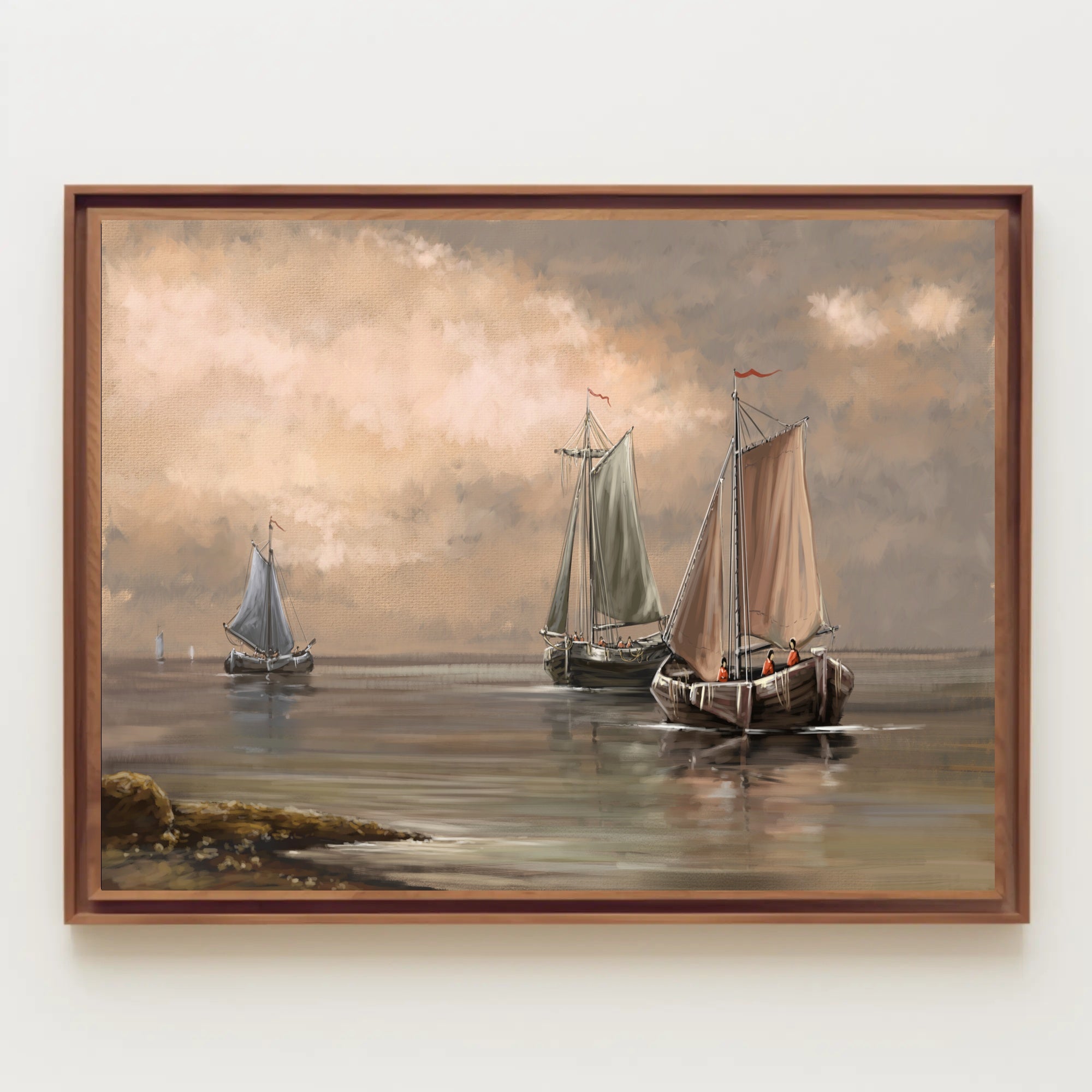Tranquil Sailboats at Sea Poster
