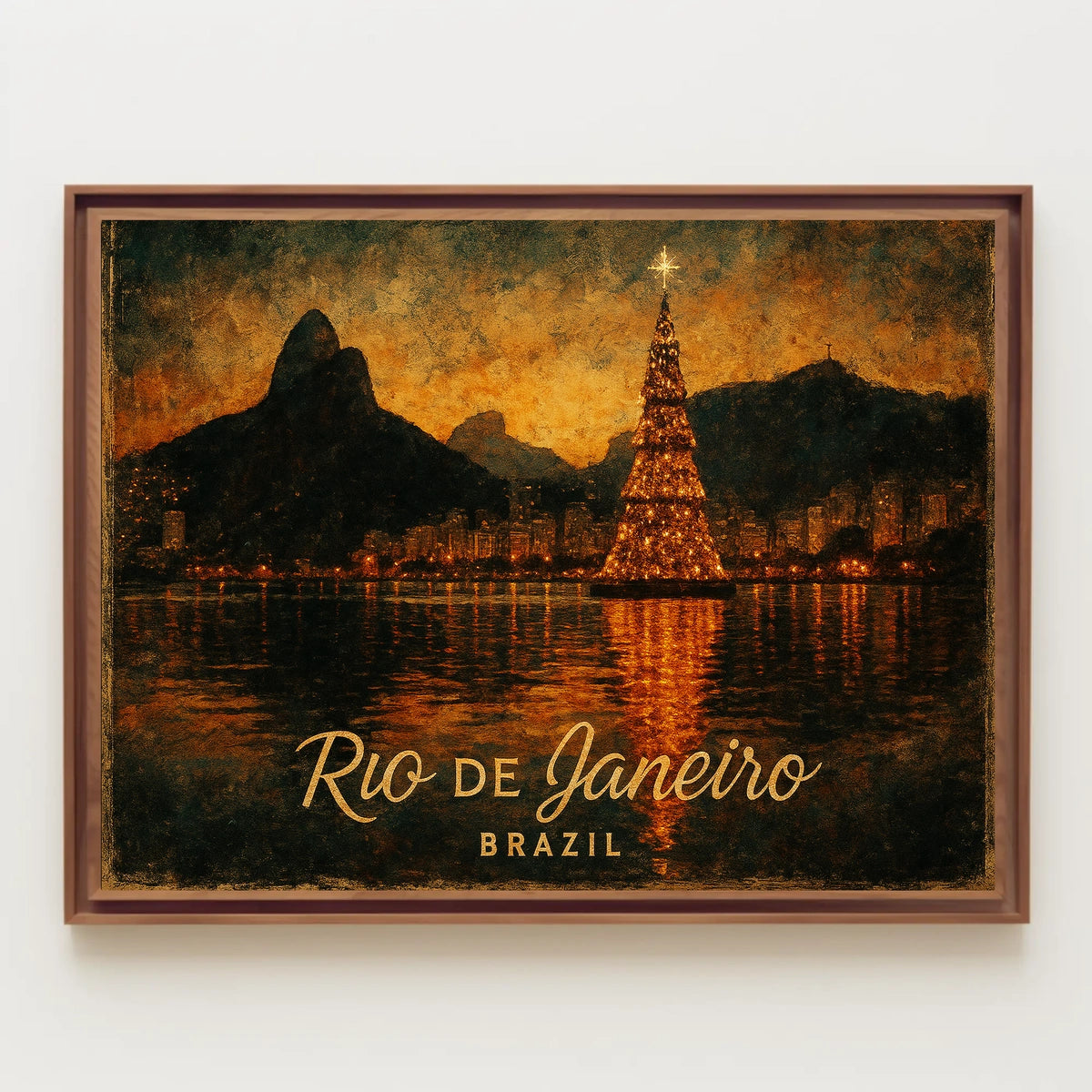 Rio de Janeiro Christmas Scene Poster