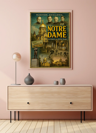 Notre Dame University Historic Campus Football Tradition Travel Poster